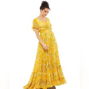 Mac Duggal Flounce‎ Sleeve Floral Maxi Dress-  NWT